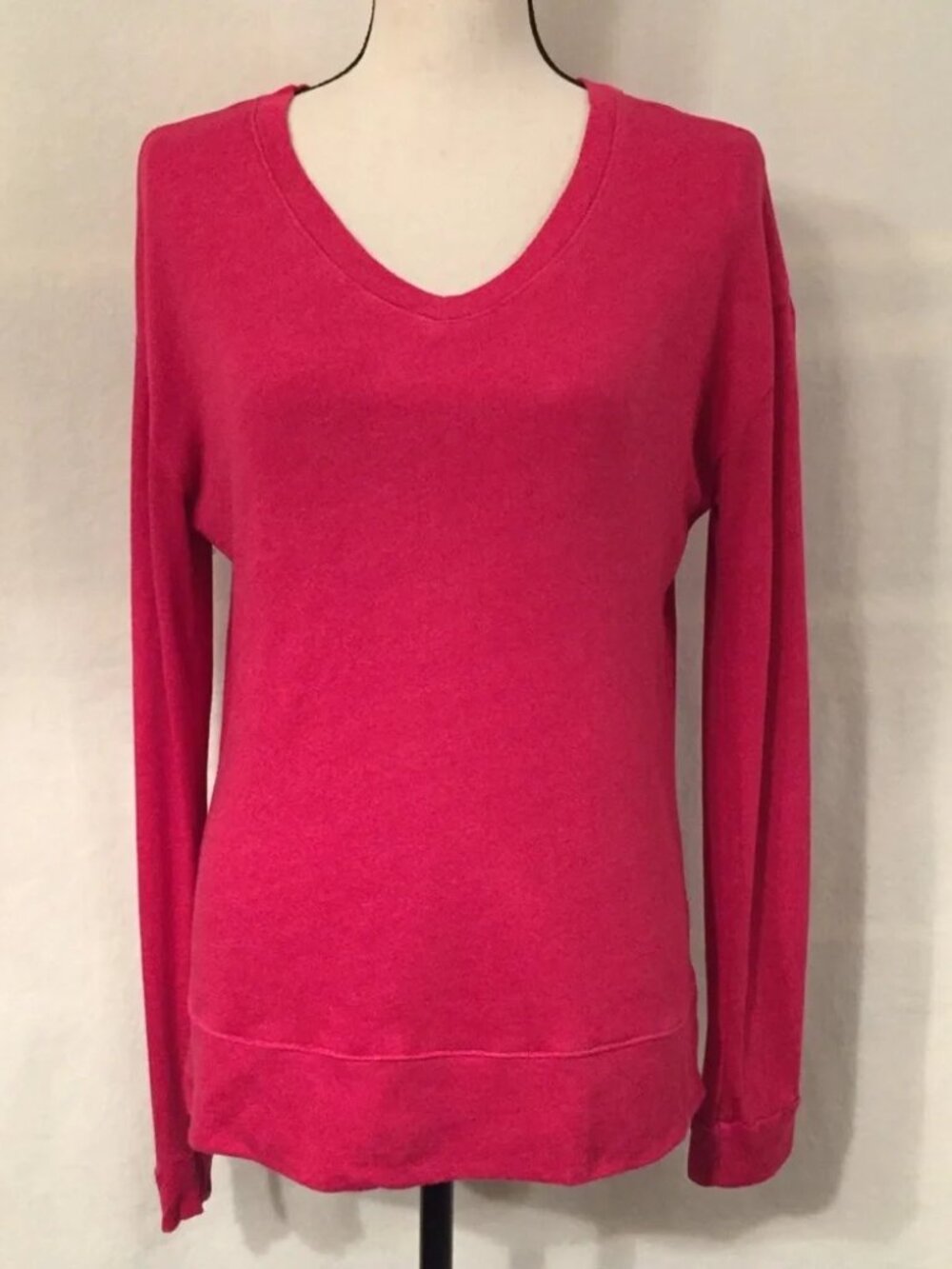 Sundry pink long sleeve v-neck double layer sweatshirt